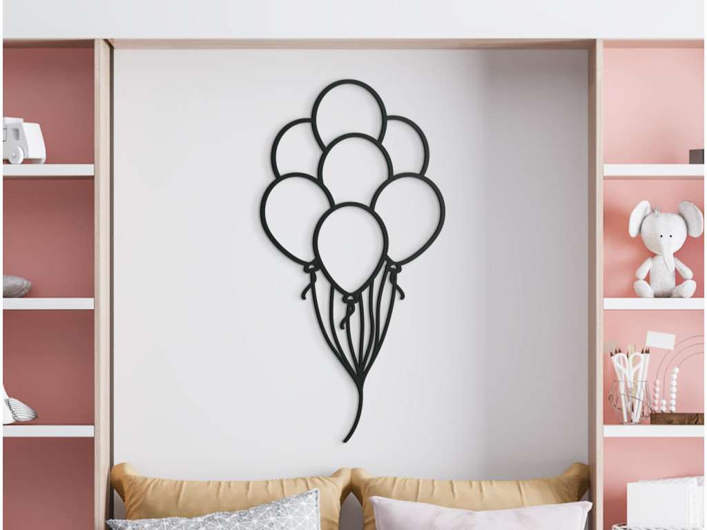 Drevená nálepka na stenu Balóny (Dimensioni del quadro 85,5 x 43 cm, Colore del quadro Antracite)