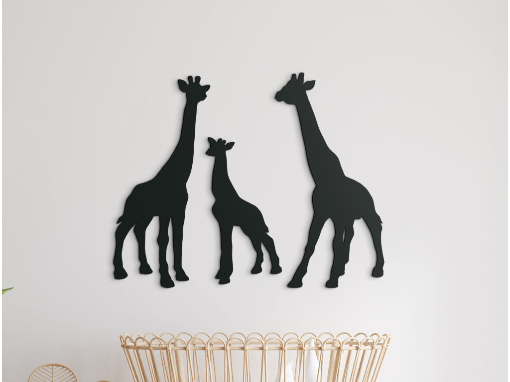 Drevená nálepka do detskej izby Žirafia rodinka (Dimensioni del quadro 65 x 81,5 cm, Colore del quadro Antracite)