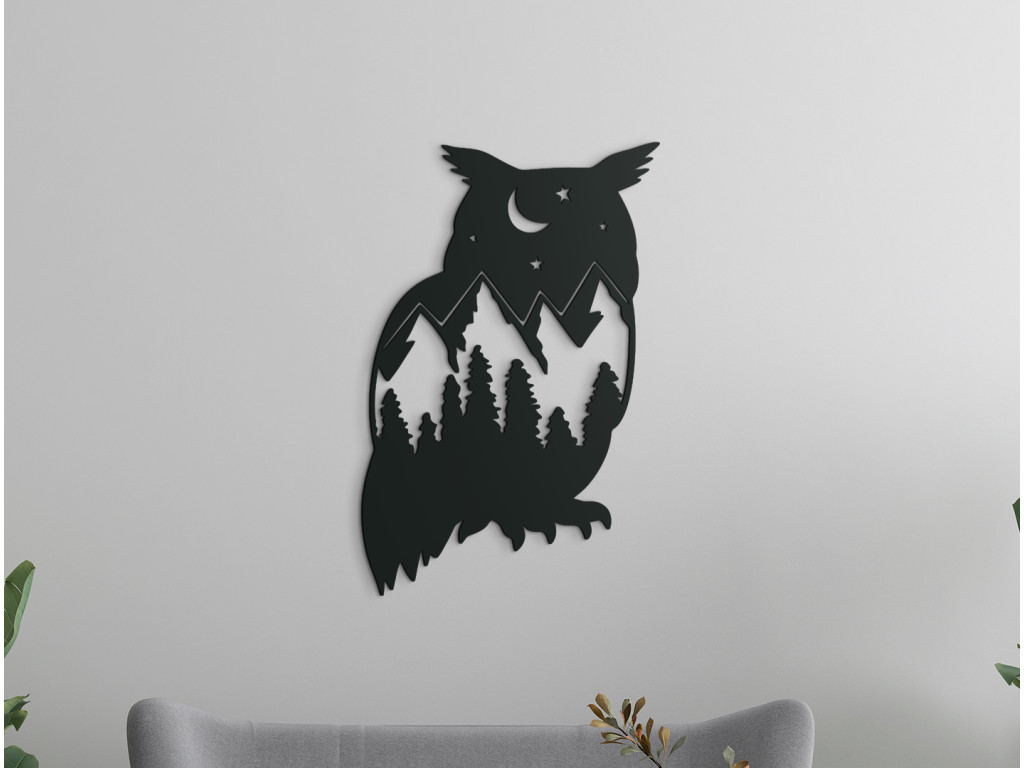 Nálepka na stenu Výr v nočnom lese (Dimensioni del quadro 89 x 58,5 cm, Colore del quadro Antracite)