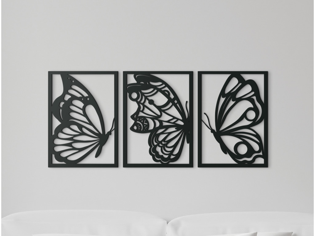3-dielny obraz na stenu Motýle (Dimensioni del quadro 58,5 x 133 cm, Colore del quadro Antracite)