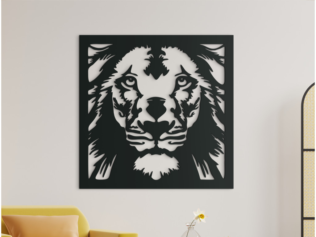 Drevený obraz na stenu Lev kráľ zvierat (Dimensioni del quadro 65 x 65 cm, Colore del quadro Antracite)