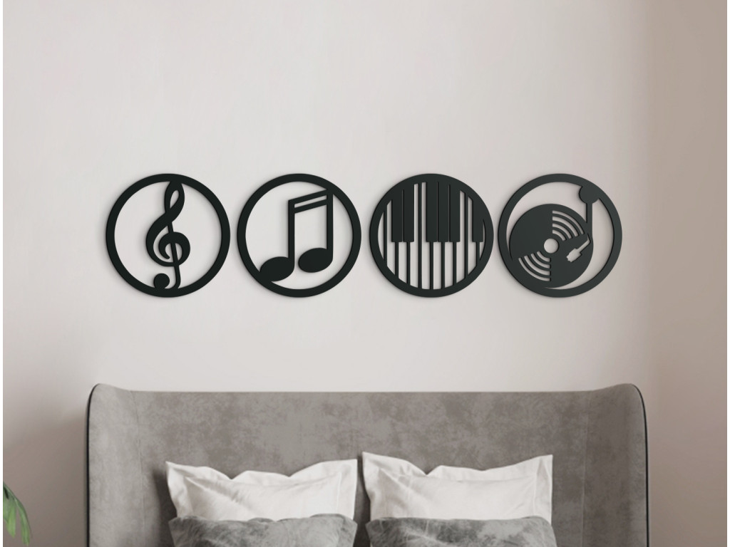 4-dielny drevený obraz Hudba (Dimensioni del quadro 32 x 133 cm, Colore del quadro Antracite)