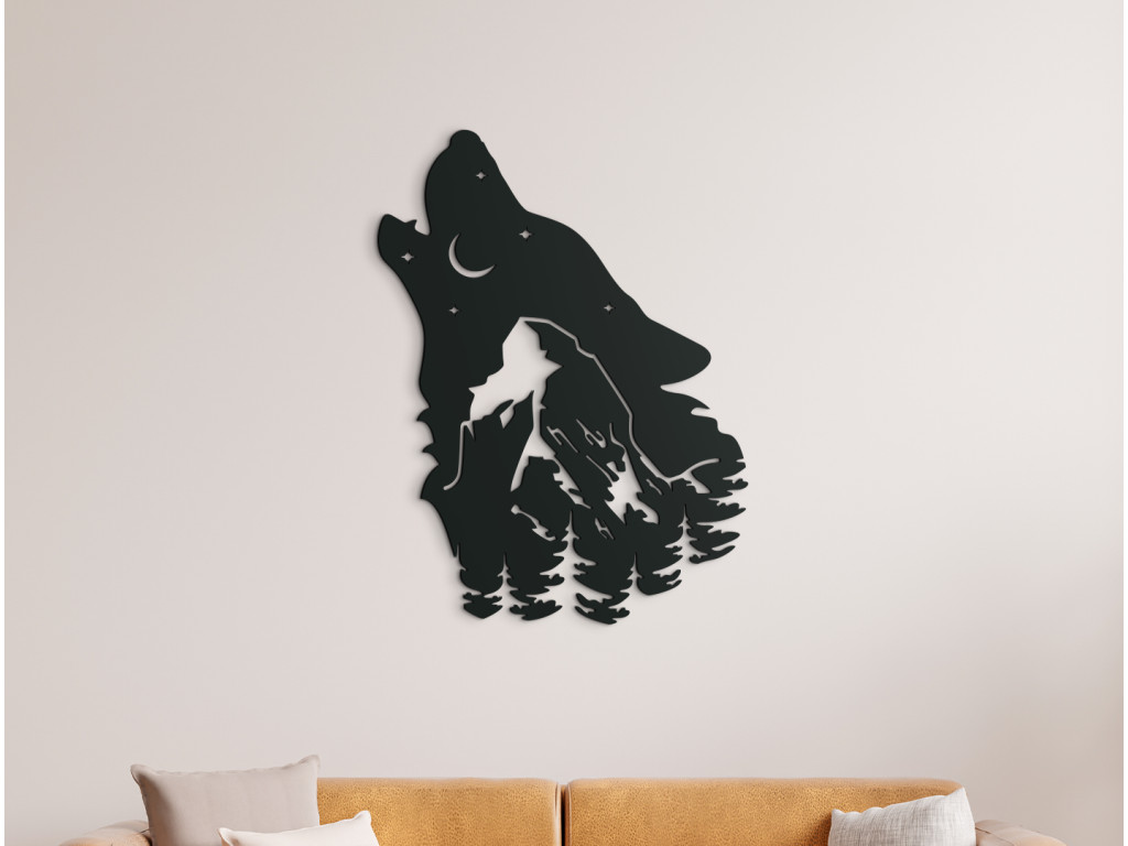 Drevená nálepka na stenu Vlčia uspávanka (Dimensioni del quadro 87 x 65 cm, Colore del quadro Antracite)