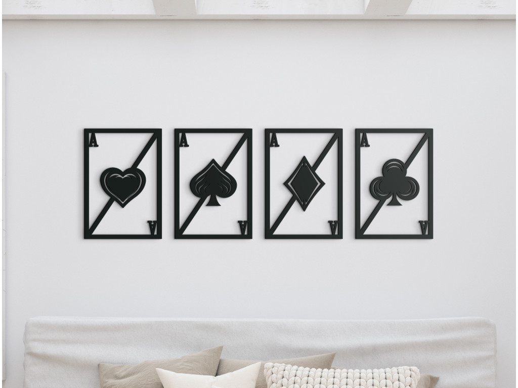 Drevená nálepka na stenu Pokrové karty (Dimensioni del quadro 42 x 133 cm, Colore del quadro Antracite)