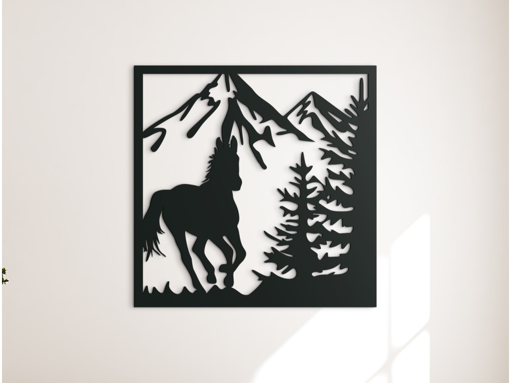 Drevený obraz Cválajúci kôň (Dimensioni del quadro 65 x 65 cm, Colore del quadro Antracite)