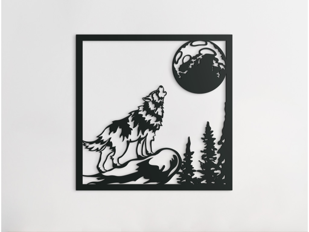 Drevený obraz Vodca vlčej svorky (Dimensioni del quadro 65 x 65 cm, Colore del quadro Antracite)