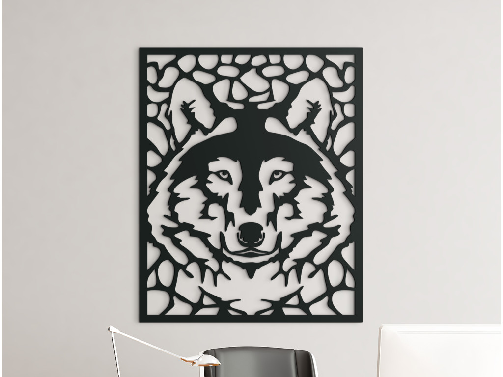 Drevený obraz Majestátny vlk (Dimensioni del quadro 80 x 65 cm, Colore del quadro Antracite)