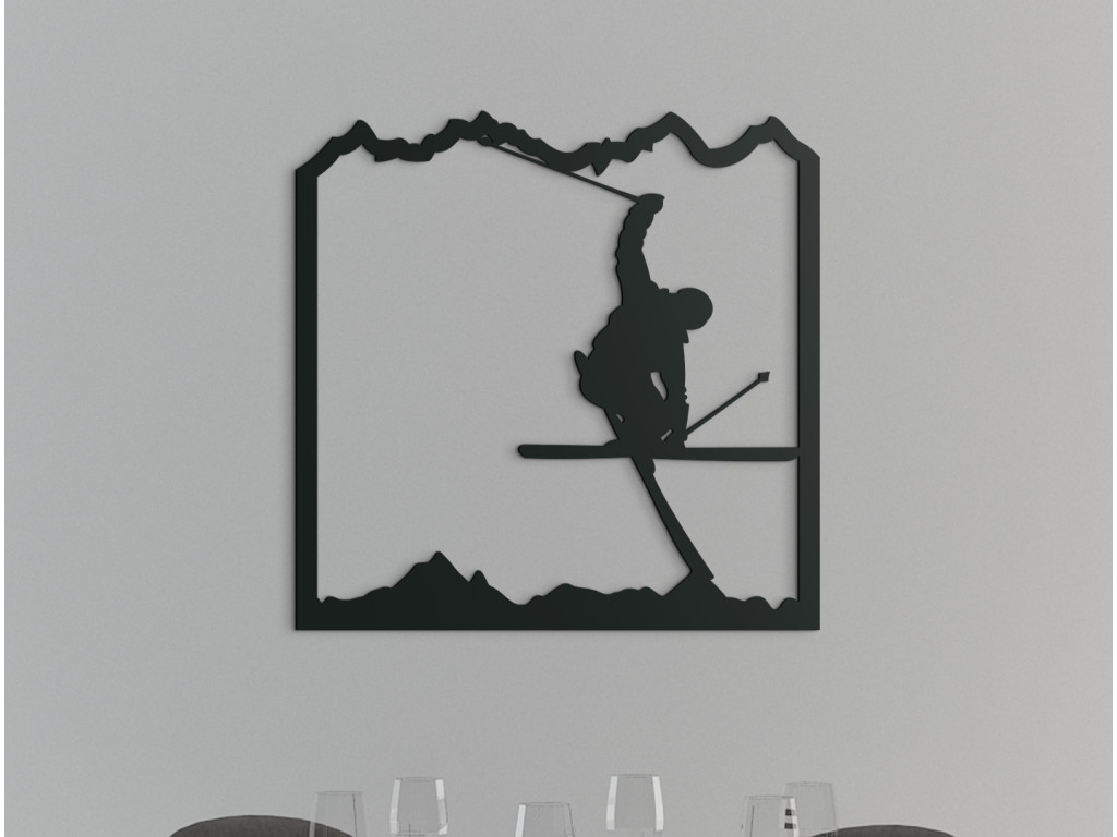 Drevený obraz Lyžiar (Dimensioni del quadro 65 x 65 cm, Colore del quadro Antracite)