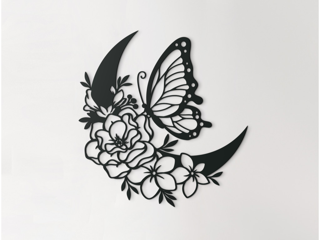 Nálepka Kvetinové zátišie s motýľom (Dimensioni del quadro 68 x 65 cm, Colore del quadro Antracite)