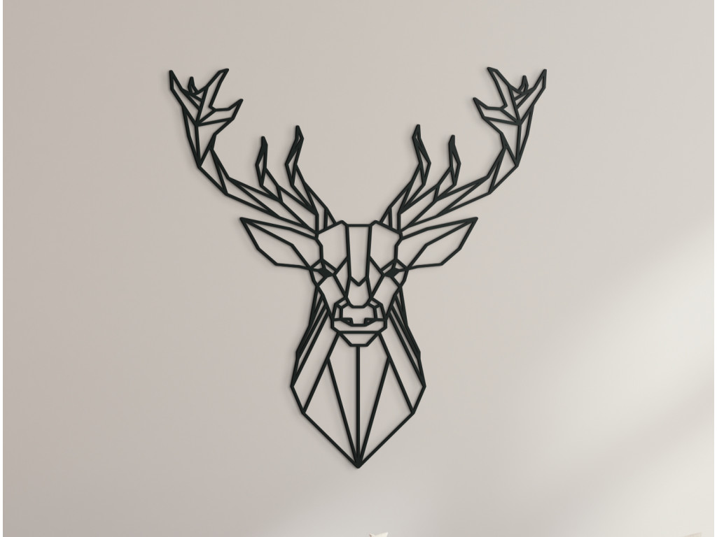 Drevená nálepka Polygonálny jeleň (Dimensioni del quadro 69,5 x 65 cm, Colore del quadro Antracite)