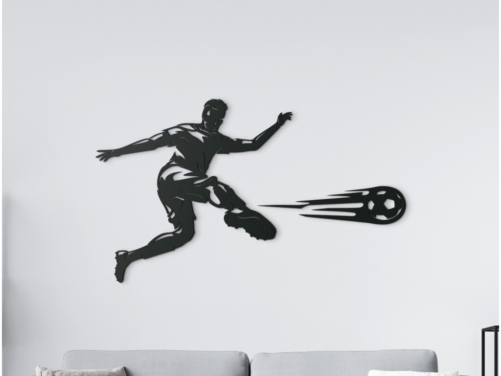 Drevená nálepka na stenu Futbalista (Dimensioni del quadro 78,5 x 133 cm, Colore del quadro Antracite)