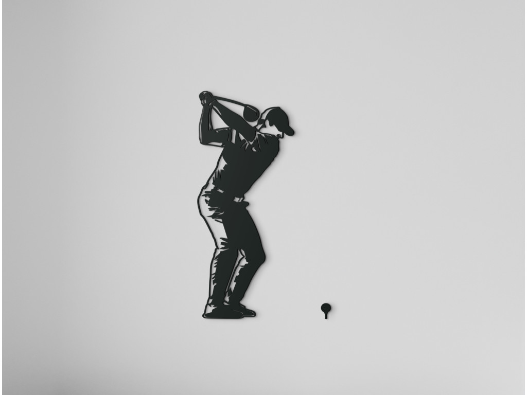 Drevená nálepka na stenu Golfista (Dimensioni del quadro 89 x 51,5 cm, Colore del quadro Antracite)