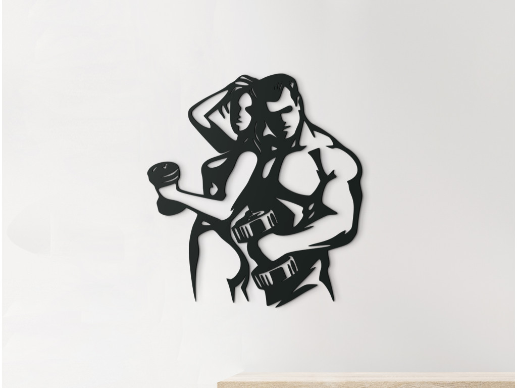 Drevená nálepka Fitnes pár (Dimensioni del quadro 89 x 81,5 cm, Colore del quadro Antracite)