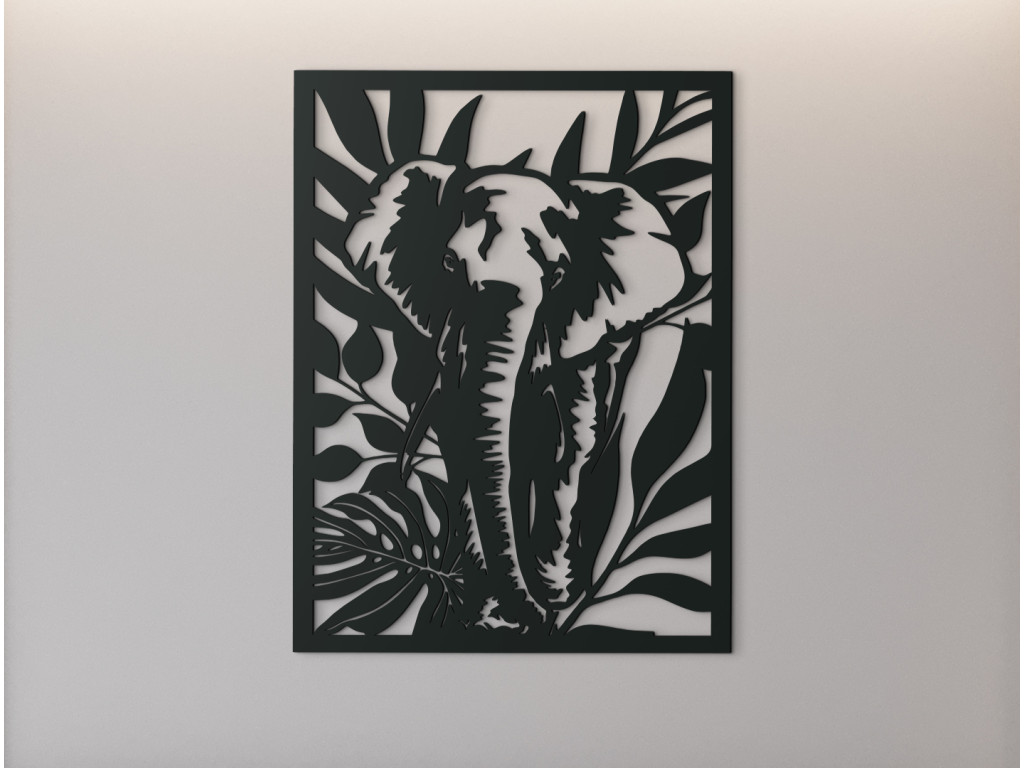 Drevený obraz na stenu Slon v zeleni (Dimensioni del quadro 86,5 x 65 cm, Colore del quadro Antracite)