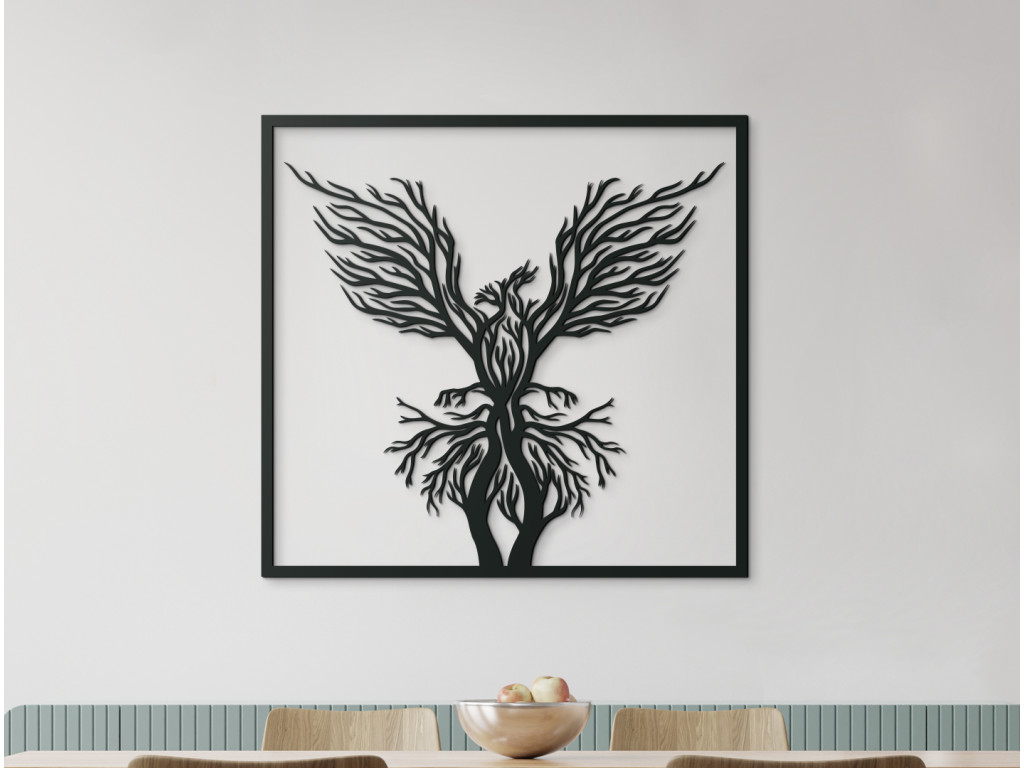 3D obraz Vták - ohnivák a stromy (Dimensioni del quadro 62 x 65 cm, Colore del quadro Antracite)