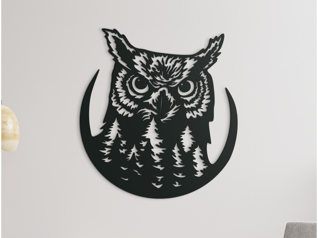 Nálepka na stenu Výr nad lesom (Dimensioni del quadro 70,5 x 65 cm, Colore del quadro Antracite)