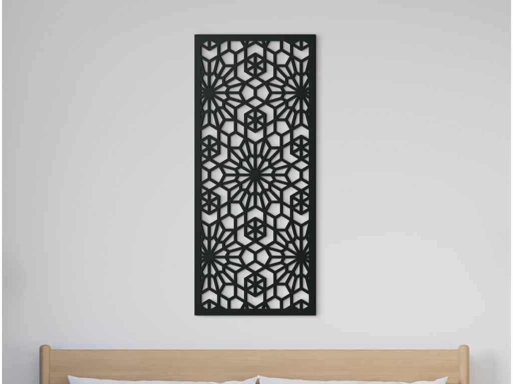 Drevený panel Geometrické kvety (Dimensioni del quadro 89 x 38 cm, Colore del quadro Antracite)