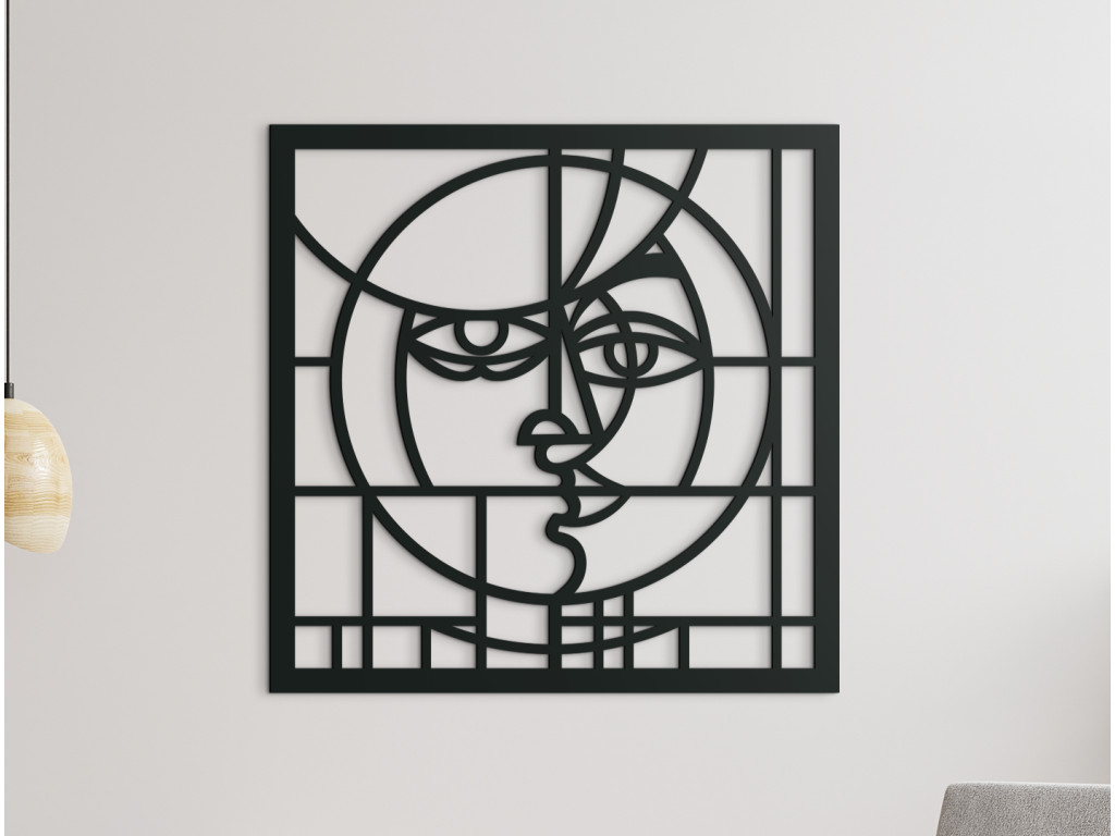 Kubistický obraz z dreva Tvár (Dimensioni del quadro 65 x 65 cm, Colore del quadro Antracite)