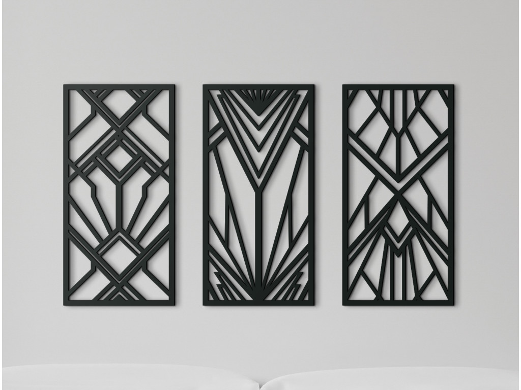 3-dielny abstraktný obraz Geometrické tvary (Dimensioni del quadro 75,5 x 133 cm, Colore del quadro Antracite)