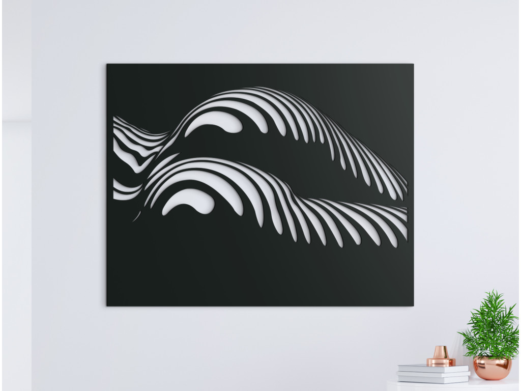 Abstraktný obraz z dreva Krivky (Dimensioni del quadro 65 x 82 cm, Colore del quadro Antracite)