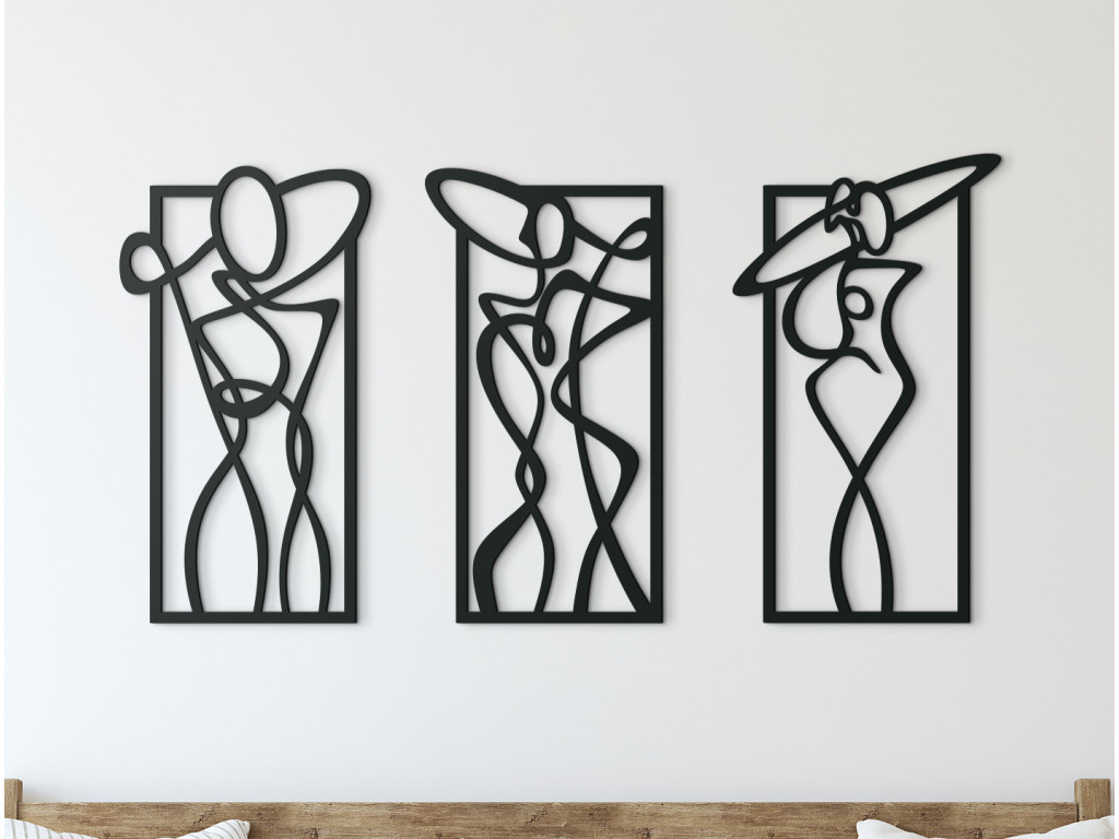 3-dielny avantgardný obraz 3 dámy (Dimensioni del quadro 71 x 133 cm, Colore del quadro Antracite)