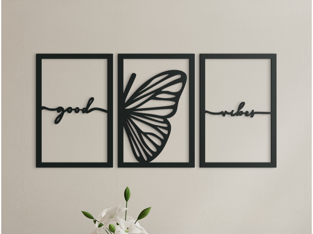 3-dielny obraz na stenu Good vibes (Dimensioni del quadro 63 x 133 cm, Colore del quadro Antracite)