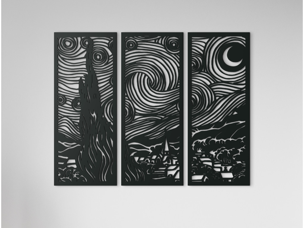 3-dielny obraz na stenu Hviezdna noc (Dimensioni del quadro 89 x 113,5 cm, Colore del quadro Antracite)