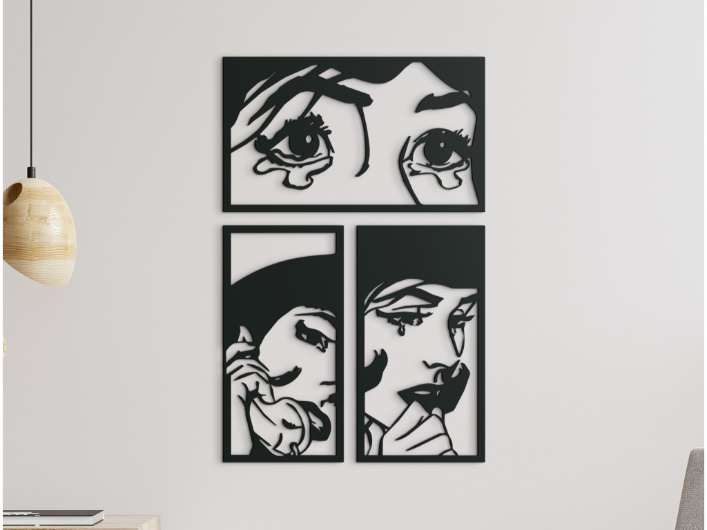 3-dielny drevený obraz Komiks (Dimensioni del quadro 133 x 85,5 cm, Colore del quadro Antracite)