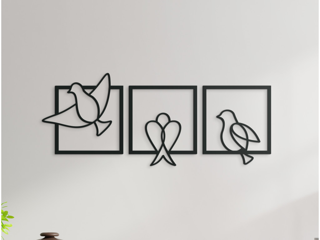 Drevená nálepka Vtáčiky (Dimensioni del quadro 53 x 133 cm, Colore del quadro Antracite)