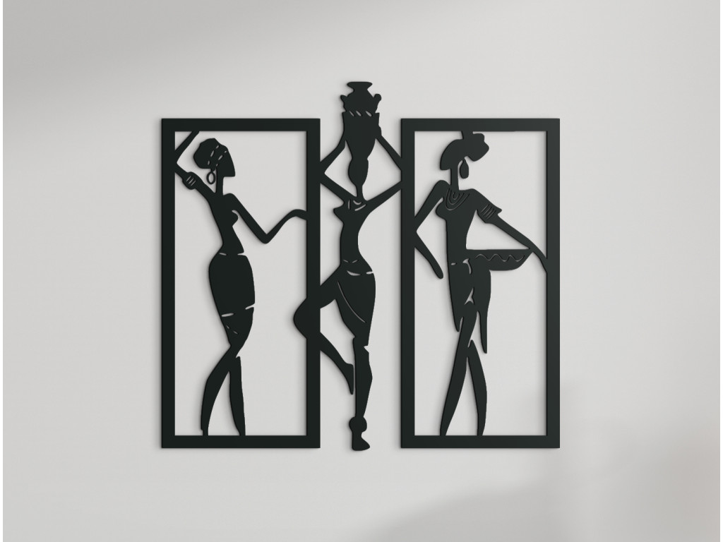 Viacdielny obraz na stenu Tri Afričanky (Dimensioni del quadro 89 x 96 cm, Colore del quadro Antracite)