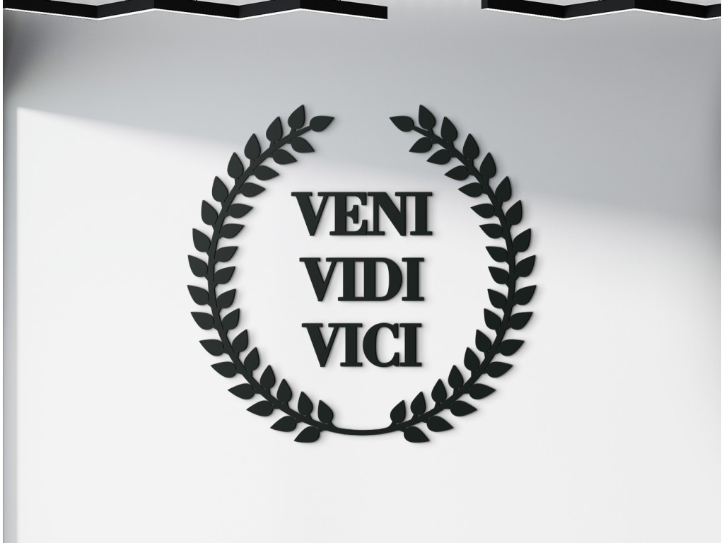 Drevený nápis Veni vidi vici (Dimensioni del quadro 89 x 92 cm, Colore del quadro Antracite)