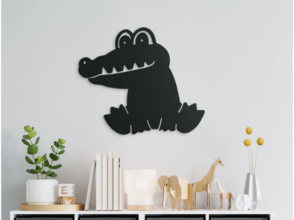 Drevená nálepka do detskej izby Krokodíl (Dimensioni del quadro 89 x 105,5 cm, Colore del quadro Antracite)