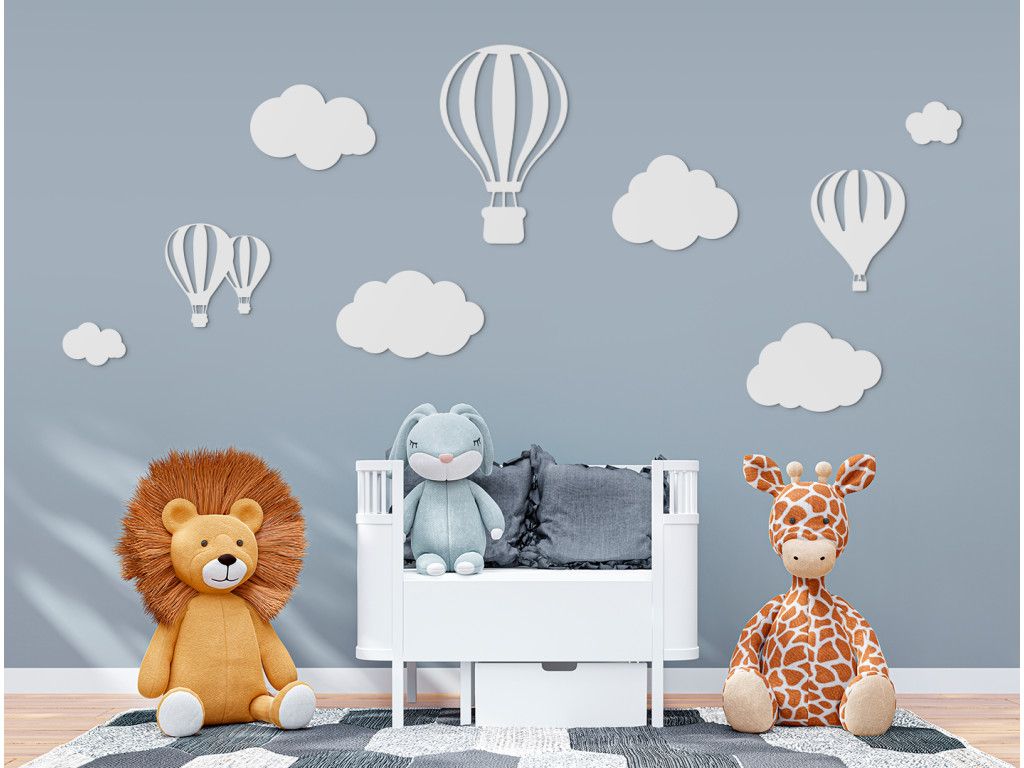 Set di adesivi Mongolfiere (9 pz) (Colore del quadro Grigio)
