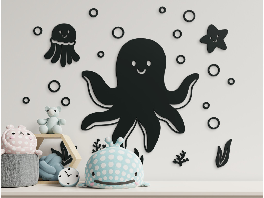 Sada detských nálepiek na stenu Podmorský svet (23 ks) (Colore del quadro Antracite)