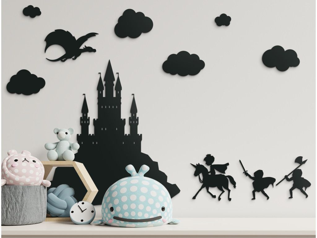 Set di adesivi Castello (11 pz) (Colore del quadro Grigio)