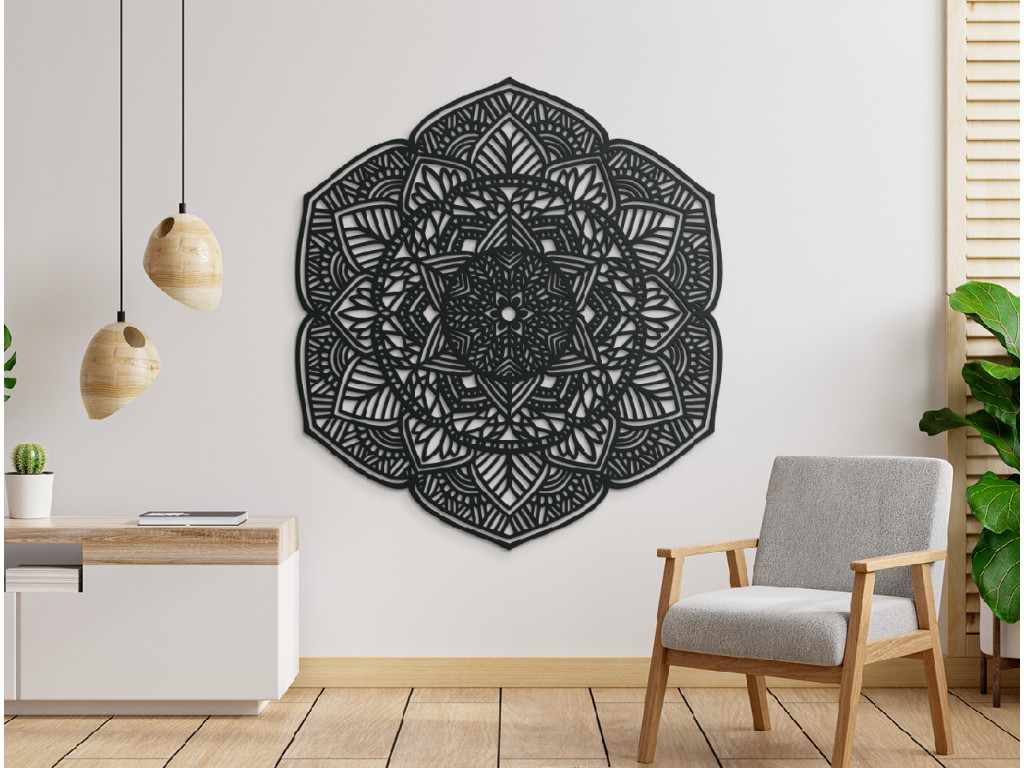 Drevená mandala na stenu Kvety (Dimensioni del quadro 175 x 157,5 cm, Colore del quadro Antracite)