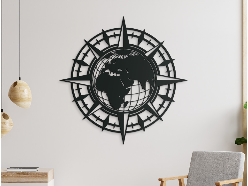 Obraz Zemeguľa a Kompas (Dimensioni del quadro 89 x 89 cm, Colore del quadro Antracite)