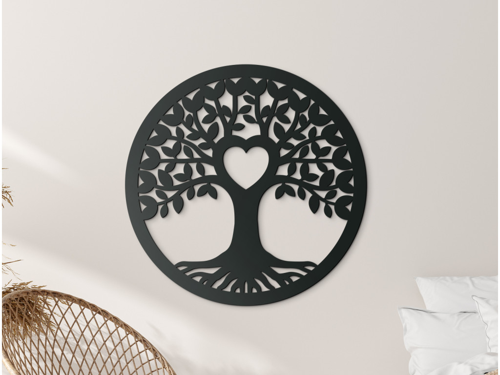 Okrúhly drevený Strom života Láska (Dimensioni del quadro 89 x 89 cm, Colore del quadro Antracite)