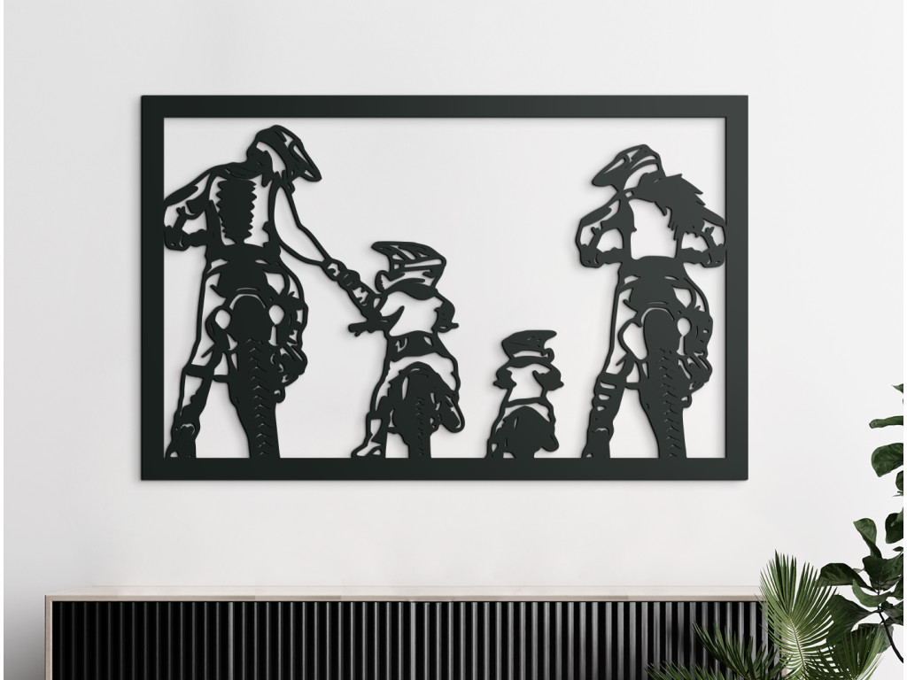 Obraz na stenu Motorkárska rodinka (Dimensioni del quadro 84,5 x 133 cm, Colore del quadro Antracite)