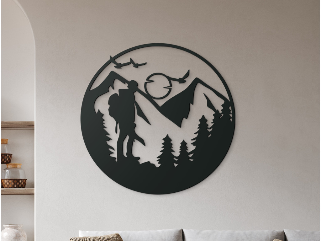 Okrúhly obraz Turistika (Dimensioni del quadro 89 x 91 cm, Colore del quadro Antracite)