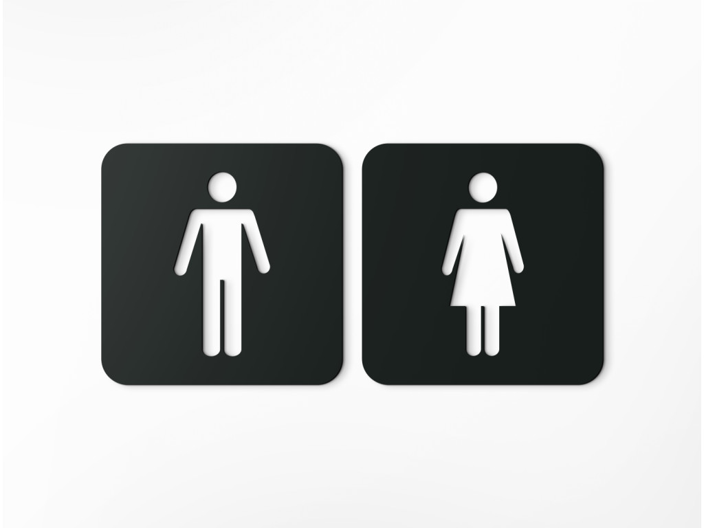 Označenie toaliet - WC ženy, WC muži (Dimensioni del quadro 11 x 11 cm, Colore del quadro Antracite)