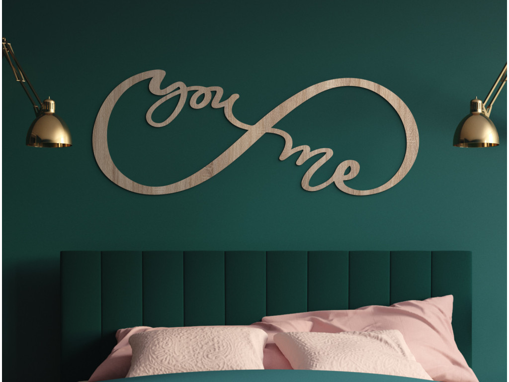 Symbol Nekonečná láska s nápisom You & Me (Dimensioni del quadro 34 x 89 cm, Colore del quadro Antracite)