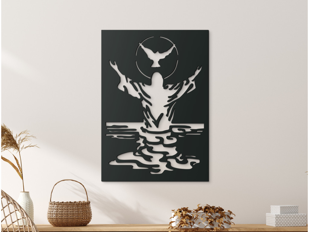 Drevený obraz Ježiš a holubica (Dimensioni del quadro 126 x 89 cm, Colore del quadro Antracite)