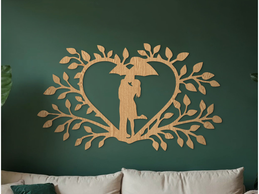 Drevená dekorácia Zaľúbenci v srdci (Dimensioni del quadro 75 x 130 cm, Colore del quadro Antracite)