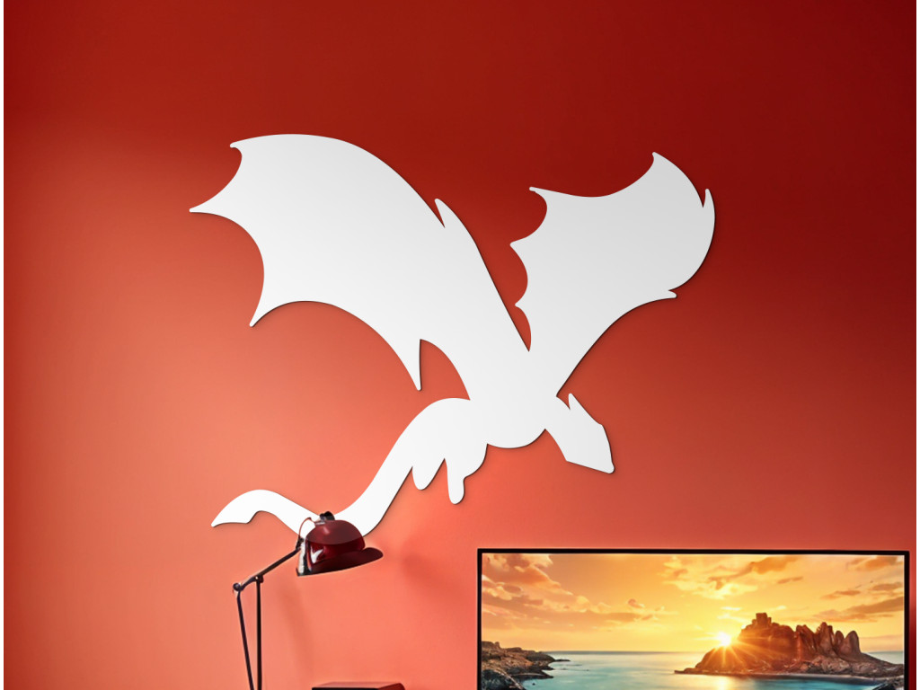 Drevená nálepka do detskej izby Lietajúci drak (Dimensioni del quadro 69,5 x 89 cm, Colore del quadro Antracite)