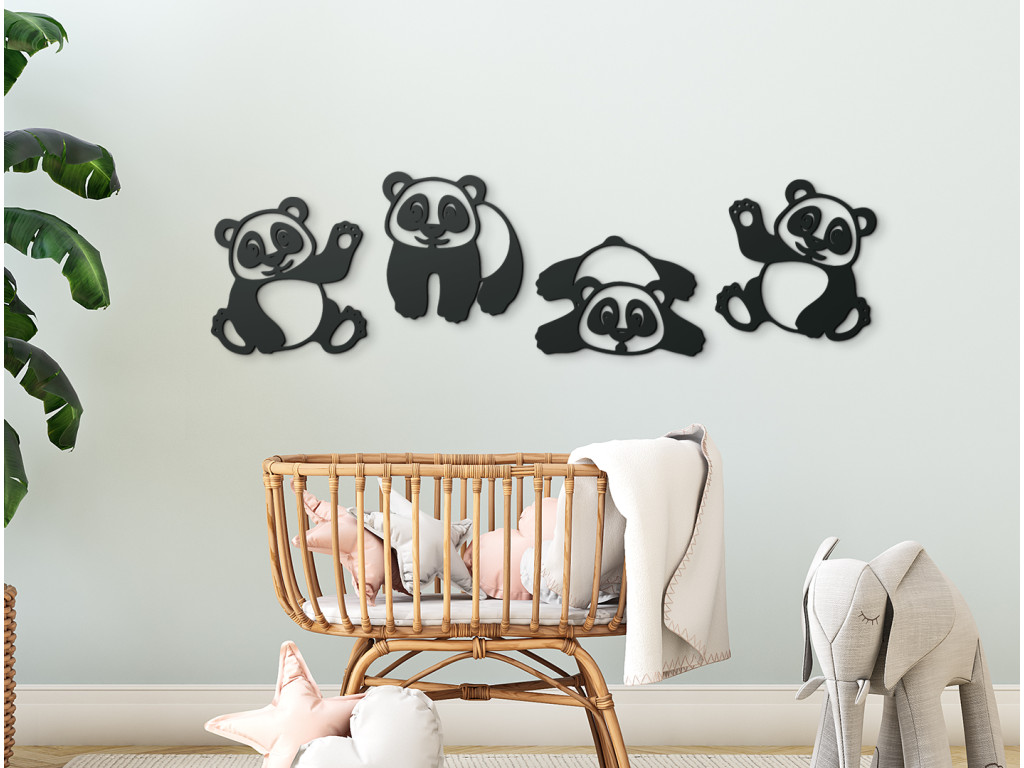 Viacdielna nálepka do detskej izby Pandy (Dimensioni del quadro 44 x 180 cm, Colore del quadro Antracite)