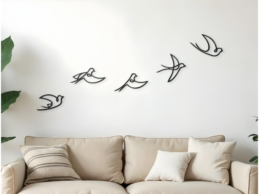 Viacdielna nálepka na stenu Let vtákov (Dimensioni del quadro 73,5 x 180 cm, Colore del quadro Antracite)