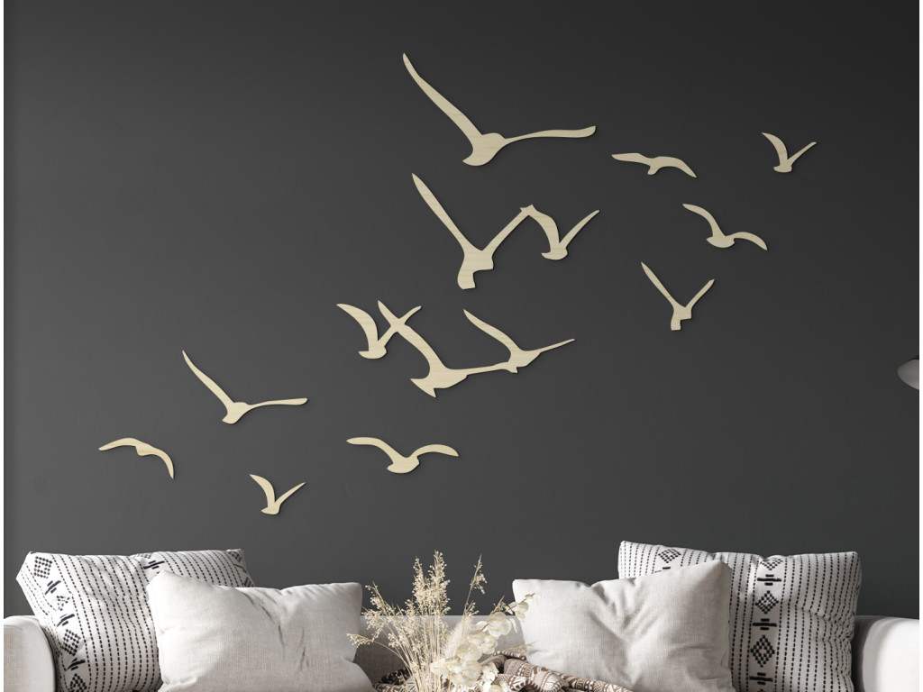 Viacdielna nálepka na stenu Kŕdeľ vtákov (Dimensioni del quadro 115,5 x 180 cm, Colore del quadro Antracite)