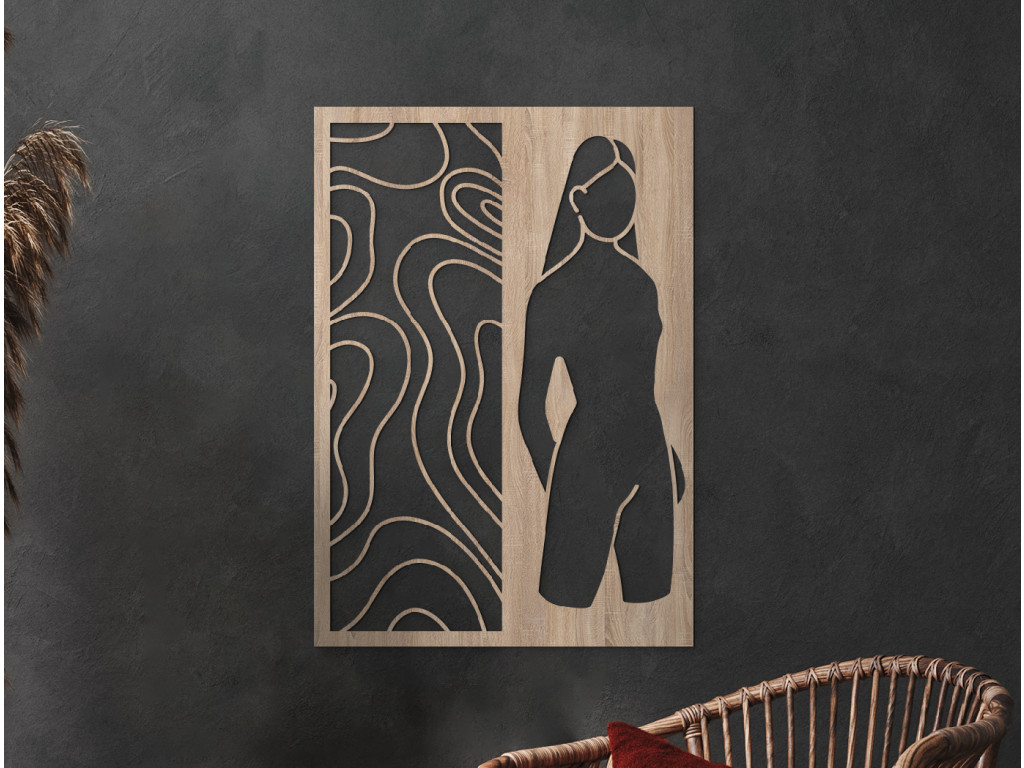 Drevený obraz na stenu Postava ženy (Dimensioni del quadro 89 x 62,5 cm, Colore del quadro Antracite)