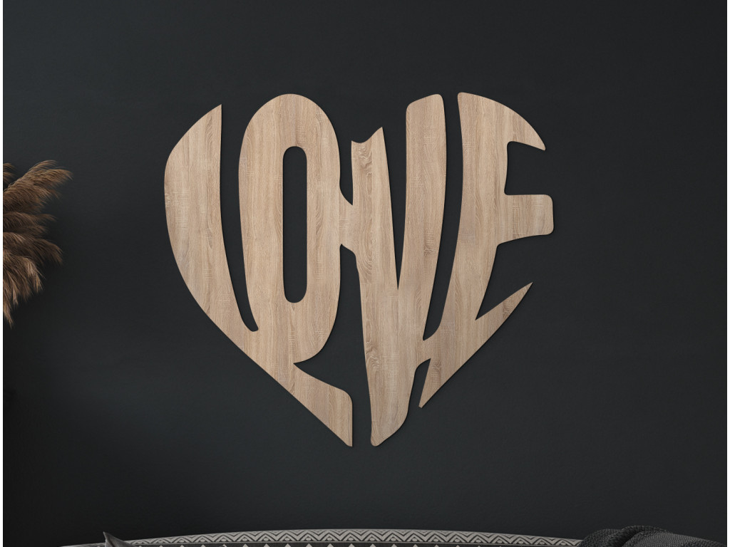 Drevený nápis Love v srdci (Dimensioni del quadro 89 x 97,5 cm, Colore del quadro Antracite)